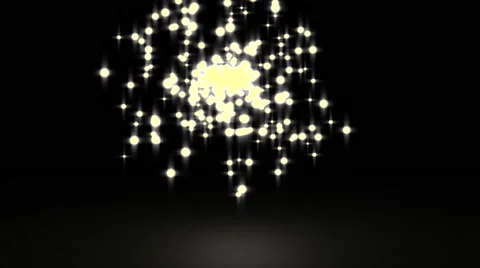 Glowing star particle in random direction with bounce on spotlight ground abs Stock Footage 65495810