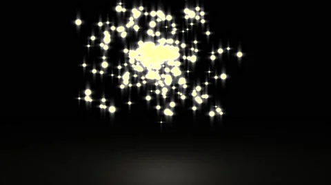Glowing star particle in random direction with bounce on spotlight ground abs Stock Footage 65495827