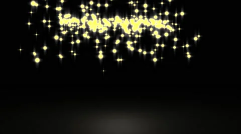 Glowing star particle in random direction with bounce on spotlight ground abs Stock Footage 65937412
