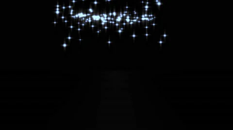 Glowing star particle in random direction with bounce on spotlight ground abs Stock Footage 66142788