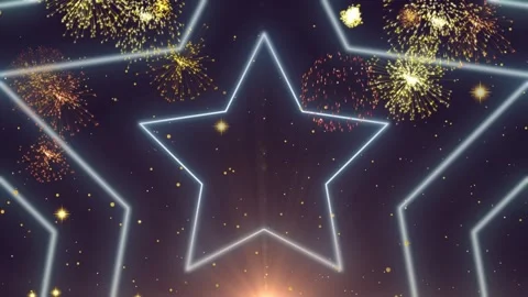 Glowing star pattern with fireworks Video stock 337602403