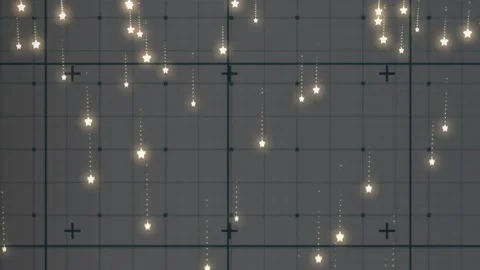 Glowing star shapes fading in random grid columns and drifting down dotted Stock Footage 319343028
