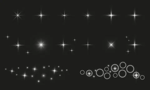 Glowing star sparkle set with light effects 스톡 일러스트
