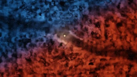 Glowing star surrounded by swirling blue and orange nebula gas Vidéo 345184787