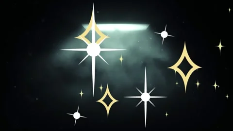 Glowing starburst effects on black background with gold Video stock 337314000