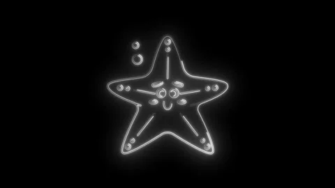 Glowing starfish underwater animation with bubbles in a neon style perfect for Stock Footage 322958700