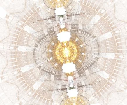 Glowing stargate with particles in space. Abstract fractal background. A larg Illustration