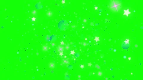 Glowing stars and bubbles float on green screen background Stock Footage 338216303