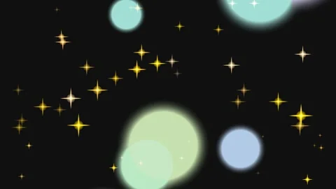 Glowing stars and circles float in a dark space background 스톡 동영상 331645872