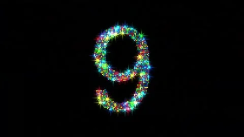 Glowing stars countdown numbers 10 to 0 on black background Stock Footage 313860119