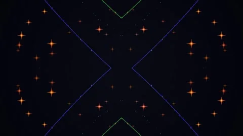 Glowing stars in geometric patterns over dark background Stock Footage 331646221