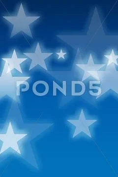 Glowing stars over blue background Stock Illustration