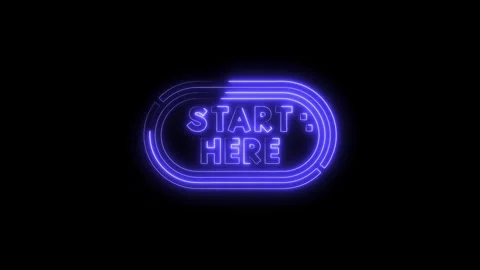 Glowing start here neon sign animation on black background modern futuristi.. Stock Footage 312333251