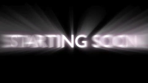 Glowing 'starting soon' text animation on black background Stock Footage 337523781