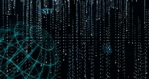 Glowing Steem symbol against falling binary code symbols Stock Footage 104169302