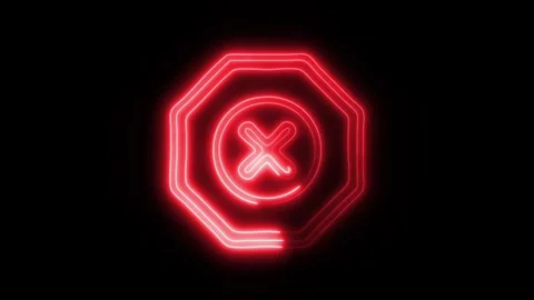 Glowing Stop Icon and Symbol in HD Video Neon Stock Footage 304559685