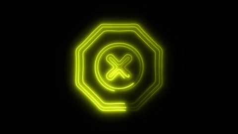 Glowing Stop Icon and Symbol in HD Video Neon Stock Footage 304559686