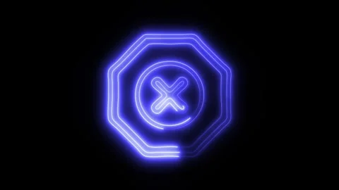 Glowing Stop Icon and Symbol in HD Video Neon Stock Footage 304559690