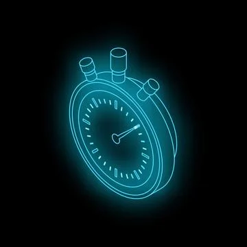 Glowing stopwatch measuring time on dark background Stock Illustration