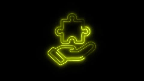 Glowing Strategy Icon in HD Video Neon Animation Stock Footage 304555047