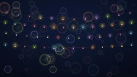 Glowing String Lights with Bokeh Circles Festive Night Background Vídeo Stock 347662657