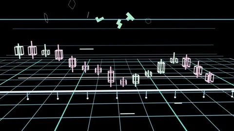 Glowing strip causing camera pulling back panning, 3D bars forming trough then Stock Footage 335637257