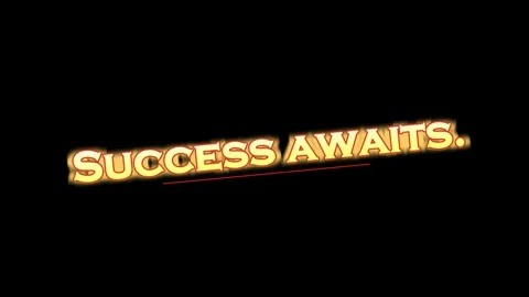 Glowing success text animation with red underline on black background for Stock Footage 347340900