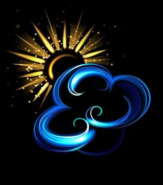 Glowing sun and cloud Illustrazione stock