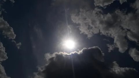 Glowing sun between the clouds 库存照片