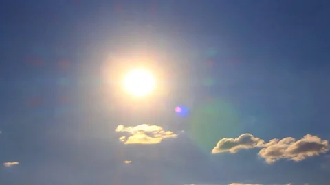 Glowing sun with clouds on a blue background. Time lapse Vidéo 80793607