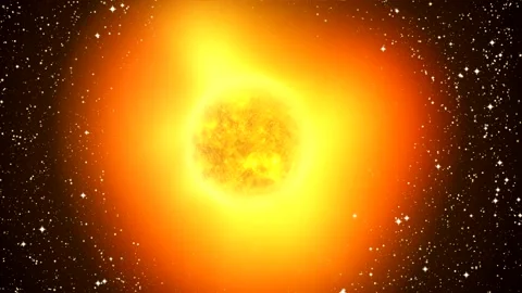 Glowing sun motion graphics with starry night background Stock Footage 131165192