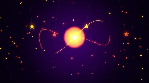 Glowing Sun Orb Hanging Stars Festive Light Loop Video stock 344847512