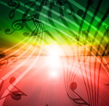 Glowing sunset with musical notes Stock Photos