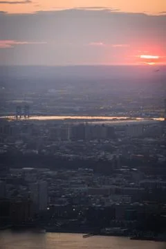 Glowing sunset over Manhattan Stock Photos