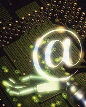 @ glowing symbol on a microprocessor 스톡 사진