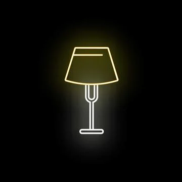 Glowing table lamp neon light icon illustration Stock Illustration
