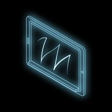 Glowing tablet showing web icon on black background Stock Illustration