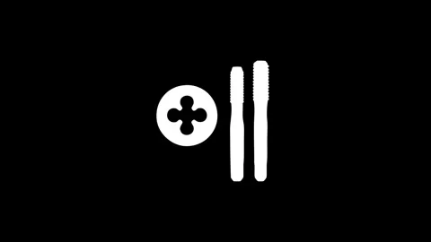 Glowing tap and die set appearing on black background Stock Footage 314329938