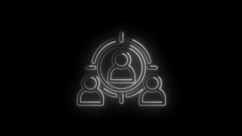 Glowing target audience icon animation on black background showing marketin.. 스톡 동영상 312311836