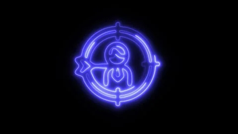 Glowing Target Customer Icon in HD Video Neon Animation 库存影片 304555208
