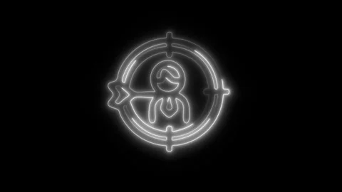 Glowing Target Customer Icon in HD Video Neon Animation 库存影片 304555211