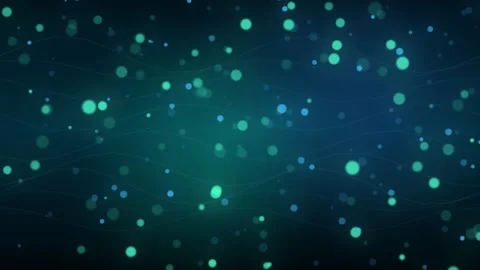 Glowing teal and blue particles floating on dark abstract background Stock Footage 335942969