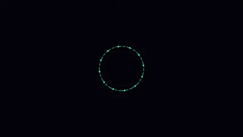 A glowing teal circle composed of interconnected data points on black Stock Footage 338311257