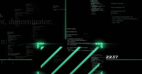 Glowing teal diagonal bars moving across black digital interface, crossing Stock Illustration