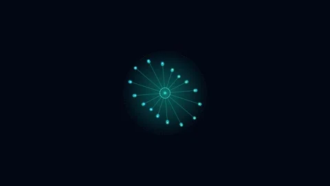 A glowing teal digital radial interface element on a deep black background 動画素材 338309688