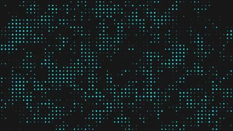 Glowing teal dots form a dynamic digital pattern on a dark background. Stock Illustration