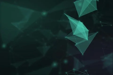 Glowing teal geometric connections float across a deep atmospheric field, c.. 스톡 일러스트