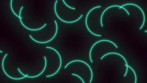 Glowing teal neon arc lines moving on dark abstract background for motion design 스톡 동영상 334140509