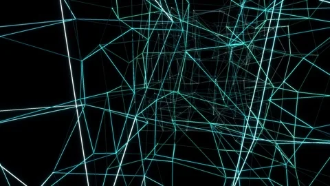 Glowing teal network lines connect in digital space Stock Footage 339677798