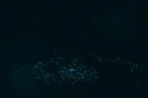 Glowing teal nodes and connected lines form an abstract digital constellati.. Stock Illustration